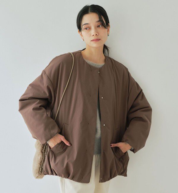 size SHORTあり］パフィー ノーカラー ブルゾン 撥水 保温性