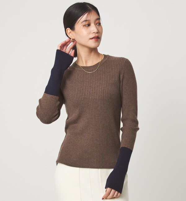 UNITED ARROWS green label relaxing「【WEB限定】＜at ease＞バイカラー クルーネック プルオーバー ニット」|ニット・セーター|