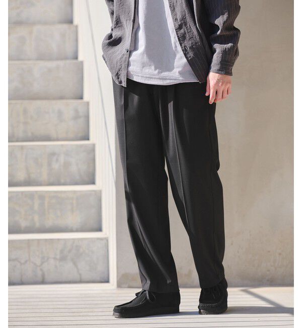 UNITED ARROWS green label relaxing「CARREMAN オルマイ ワイド パンツ W3 -ストレッチ-」|その他|BLACK