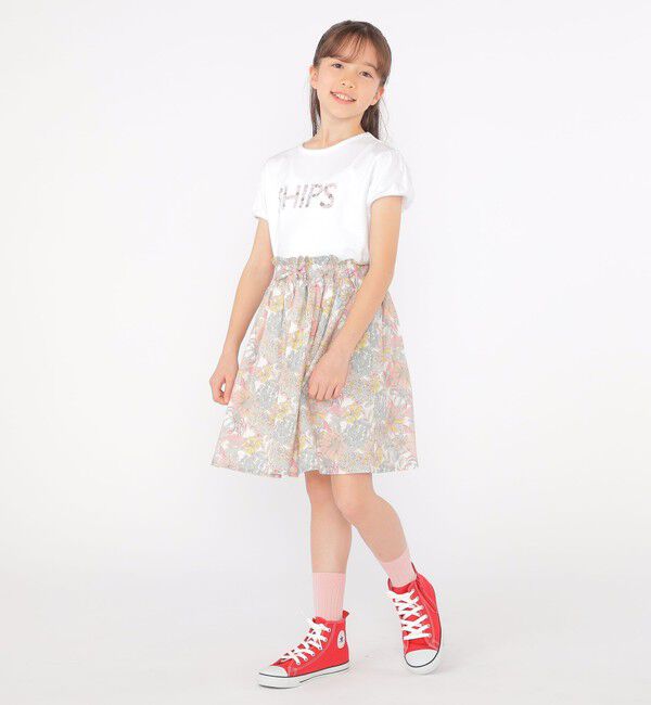 SHIPS KIDS「SHIPS KIDS:140～150cm / ガーリー 刺繍 ロゴ TEE」|Tシャツ・カットソー|