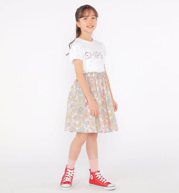 SHIPS KIDS「SHIPS KIDS:140～150cm / ガーリー 刺繍 ロゴ TEE」|Tシャツ・カットソー|