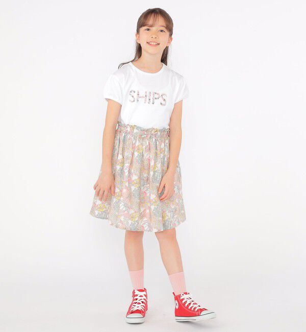 SHIPS KIDS「SHIPS KIDS:140～150cm / ガーリー 刺繍 ロゴ TEE」|Tシャツ・カットソー|