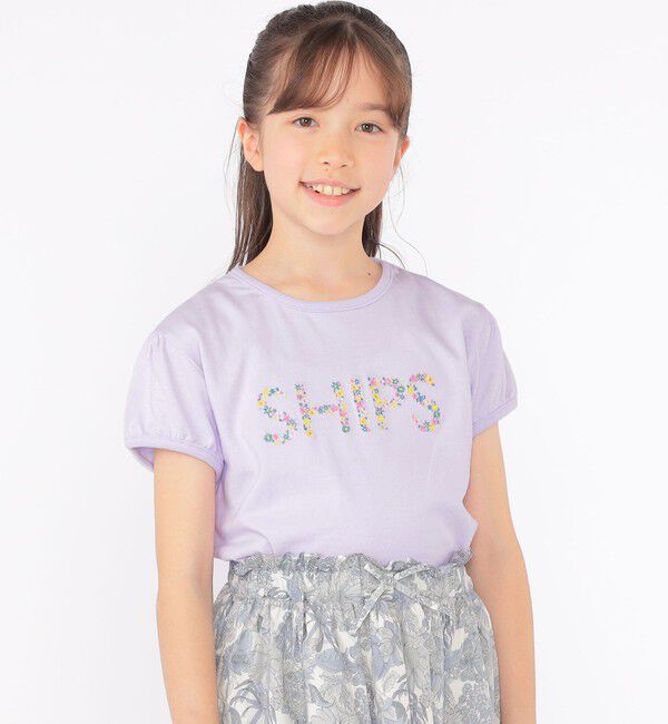 SHIPS KIDS「SHIPS KIDS:140～150cm / ガーリー 刺繍 ロゴ TEE」|Tシャツ・カットソー|ダークラベンダー