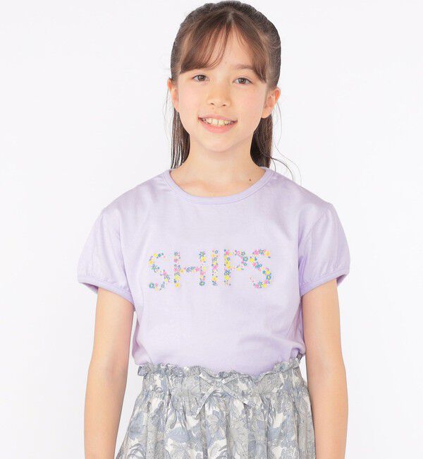 SHIPS KIDS「SHIPS KIDS:140～150cm / ガーリー 刺繍 ロゴ TEE」|Tシャツ・カットソー|