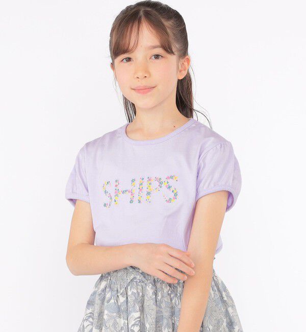 SHIPS KIDS「SHIPS KIDS:140～150cm / ガーリー 刺繍 ロゴ TEE」|Tシャツ・カットソー|
