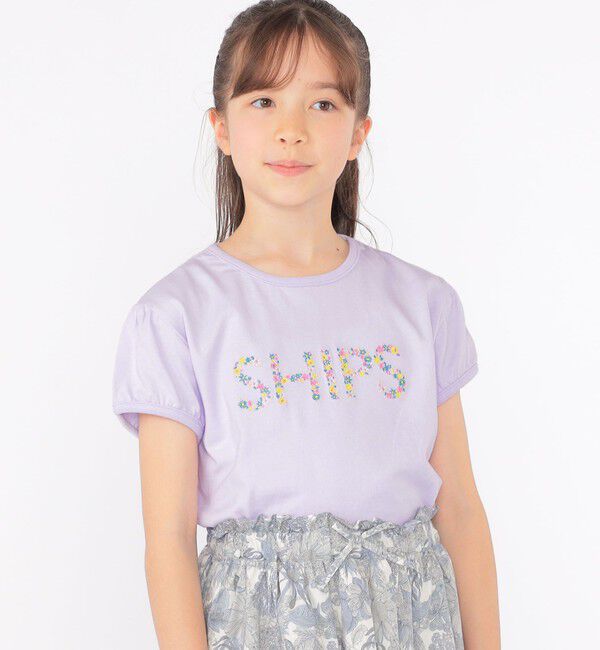 SHIPS KIDS「SHIPS KIDS:140～150cm / ガーリー 刺繍 ロゴ TEE」|Tシャツ・カットソー|