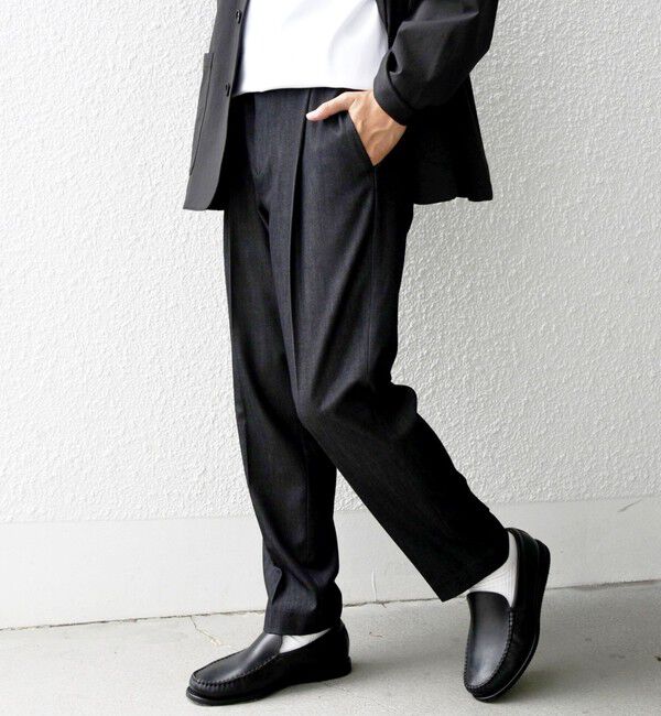 SHIPS any「SHIPS any: 〈洗濯機可能〉1タック デニムライク テーパードトラウザーズ パンツ◇」|チノ|チャコールグレー