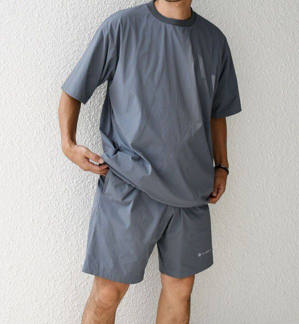 SHIPS any「【WEB限定】SHIPS any:ワッシャーナイロン スピンドル Tシャツ＋イージーショーツ セットアップ◆」|Tシャツ・カットソー|チャコールグレー