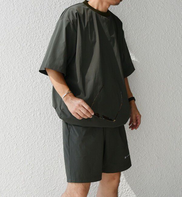 SHIPS any「【WEB限定】SHIPS any:ワッシャーナイロン スピンドル Tシャツ＋イージーショーツ セットアップ◆」|Tシャツ・カットソー|オリーブ