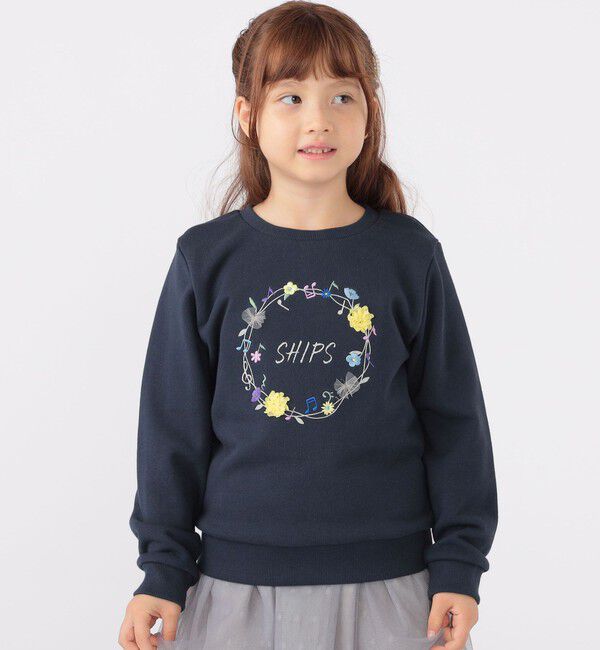 SHIPS KIDS「SHIPS KIDS:100～130cm / ミュージック フラワー スウェット」|スウェット・ジャージ|ネイビー