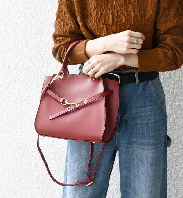 SHIPS any「《一部追加予約》SHIPS any: ベルト デザイン 2WAY スクエア バッグ」|ハンドバッグ|