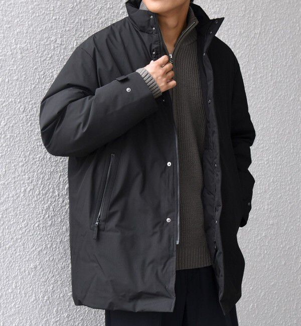 SHIPS any「【WEB限定】SHIPS any:〈撥水/防風等〉多機能 スタンドカラー ダウン ミドル コート 25AW◇」|ダウン|ブラック