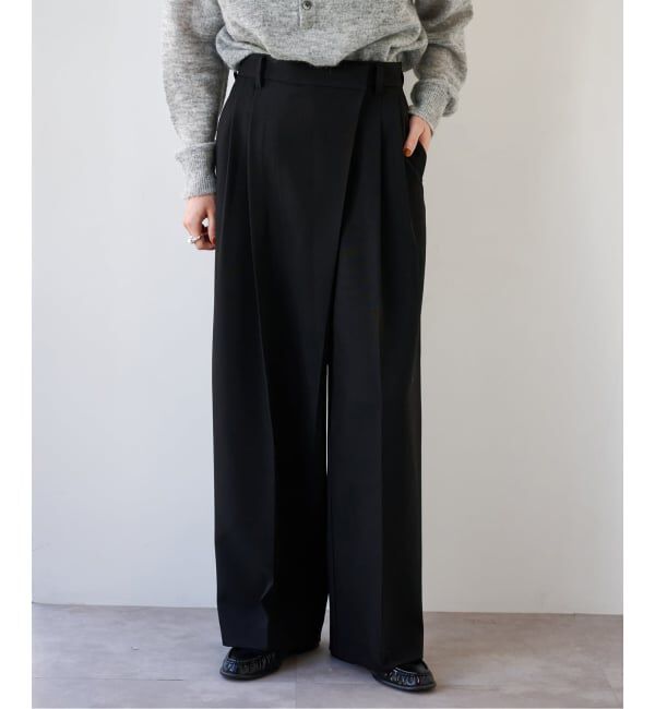 OUTDOOR PRODUCTS Usual Things「ツイルアシンメトリータックパンツ」|スラックス|ブラック