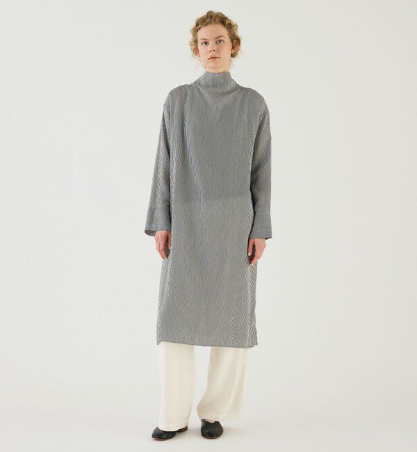 GALERIE VIE「セルロースシルクブロード  ハイネックロングシャツ」|ワンピース|