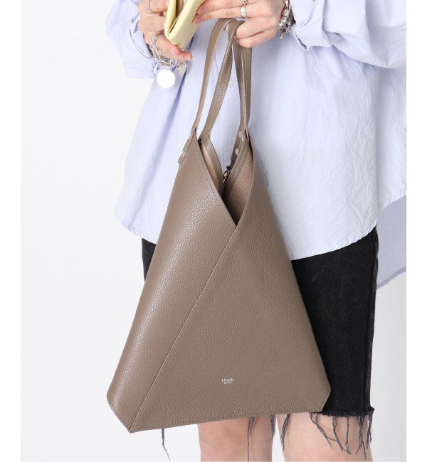  「【blancle/ ブランクレ】S.LETHER Rap flat tote」|トートバッグ|グレー