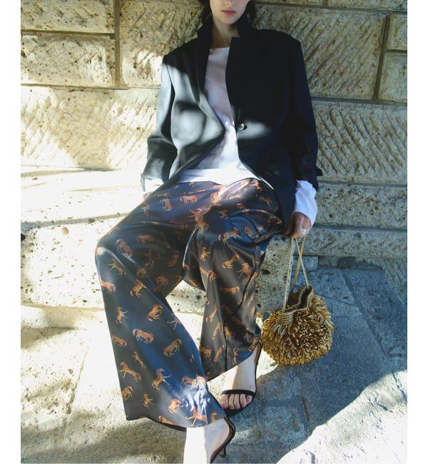 VERMEIL par iena「Horsey Pattern パンツ」|スラックス|グレー