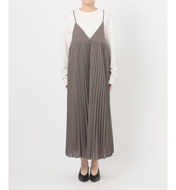 SLOBE IENA「《WEB限定/追加》パウダリーサテンプリーツキャミワンピース」|ワンピース|