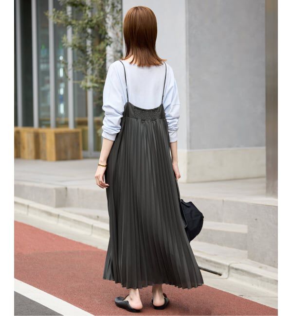 SLOBE IENA「《WEB限定/追加》パウダリーサテンプリーツキャミワンピース」|ワンピース|