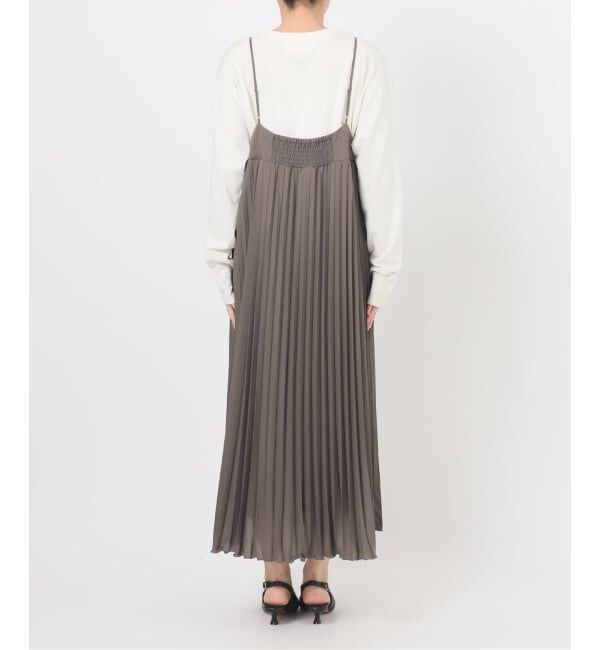 SLOBE IENA「《WEB限定/追加》パウダリーサテンプリーツキャミワンピース」|ワンピース|