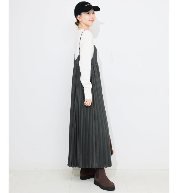 SLOBE IENA「《WEB限定/追加》パウダリーサテンプリーツキャミワンピース」|ワンピース|