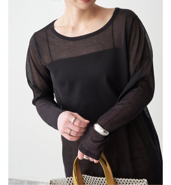 Spick and Span「シアーニットワンピース」|ワンピース|ブラック