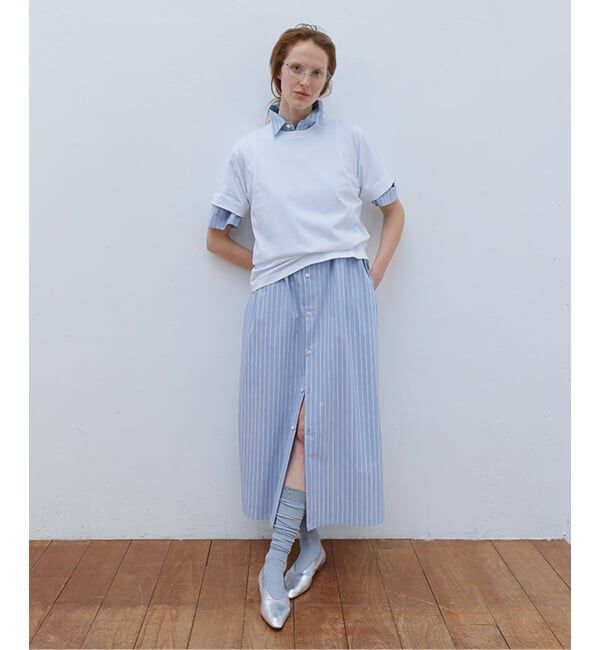 Glyph「《一部店舗+WEB限定》Glyph Stripe x Flower Print Shirt Dress」|ワンピース|