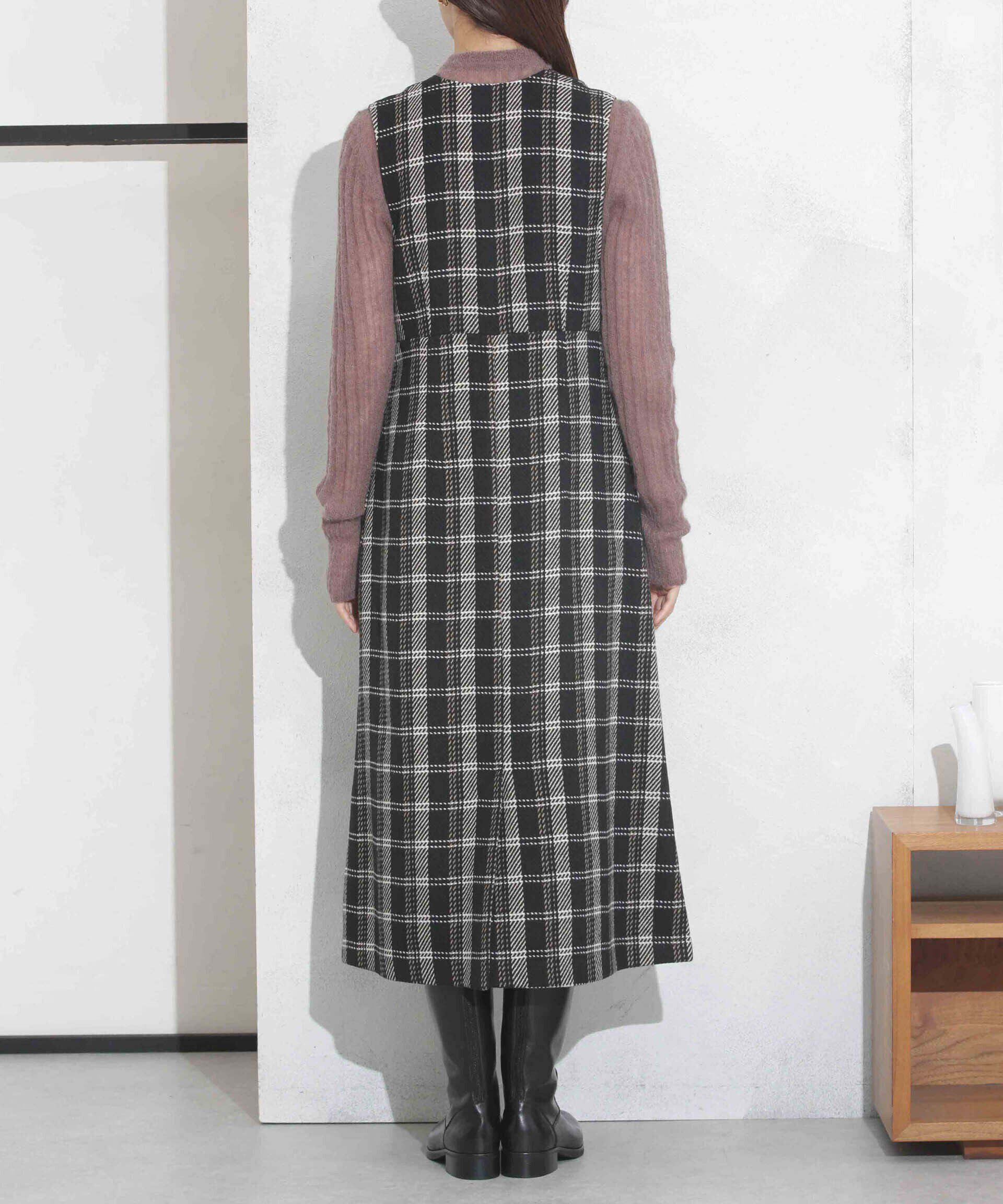 nano･universe「ビッグチェックVネックワンピース」|ワンピース|