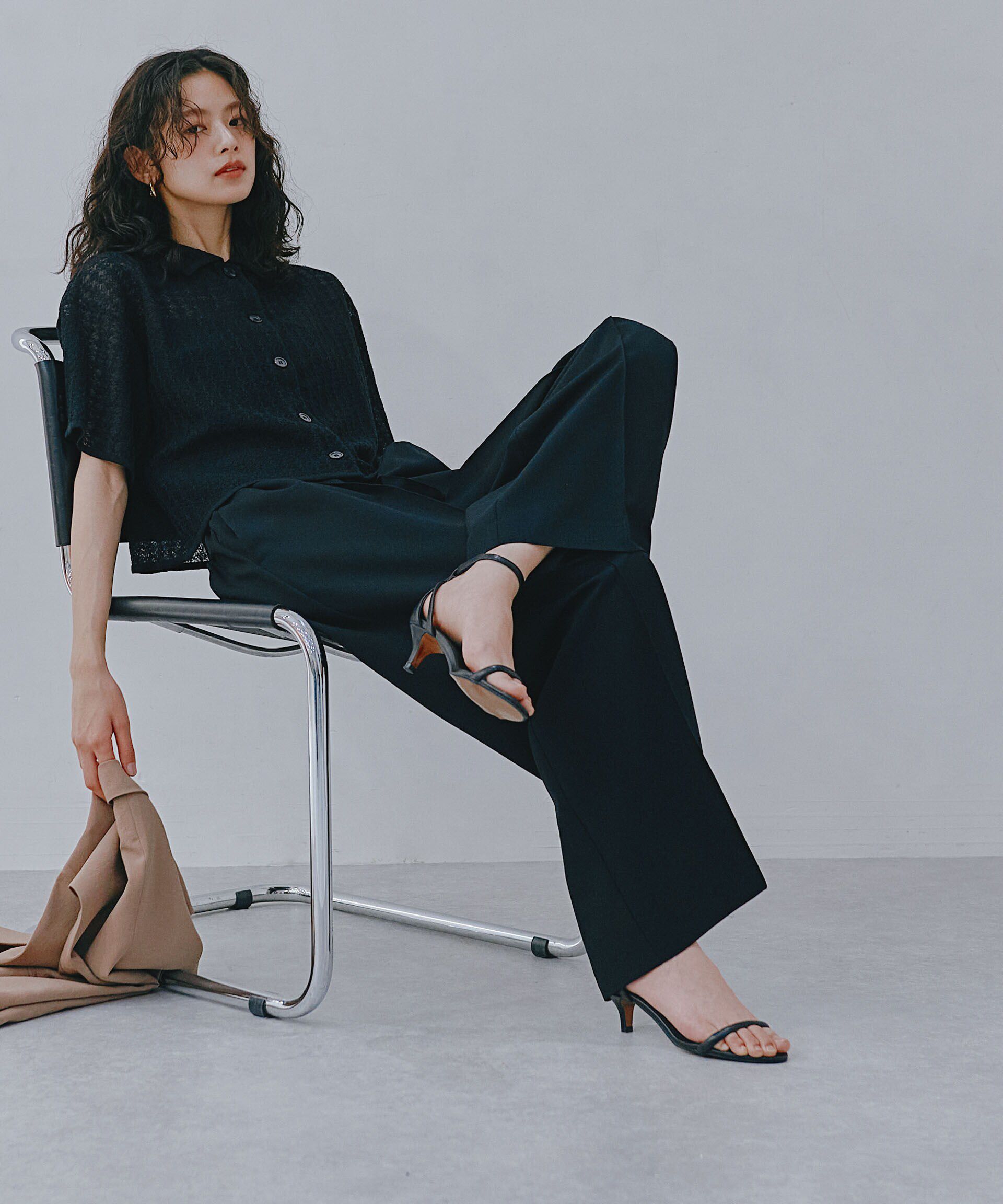 nano･universe「ピンタックイージーワイドパンツ」|チノ|