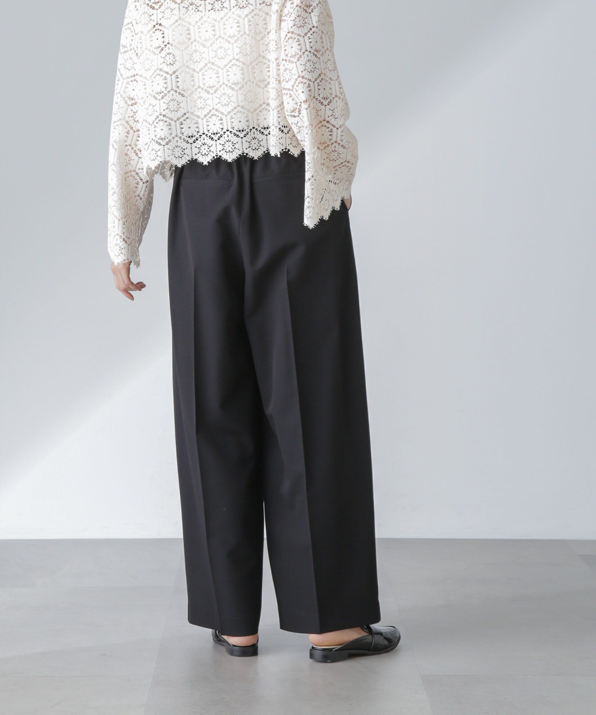 nano･universe「ピンタックイージーワイドパンツ」|チノ|