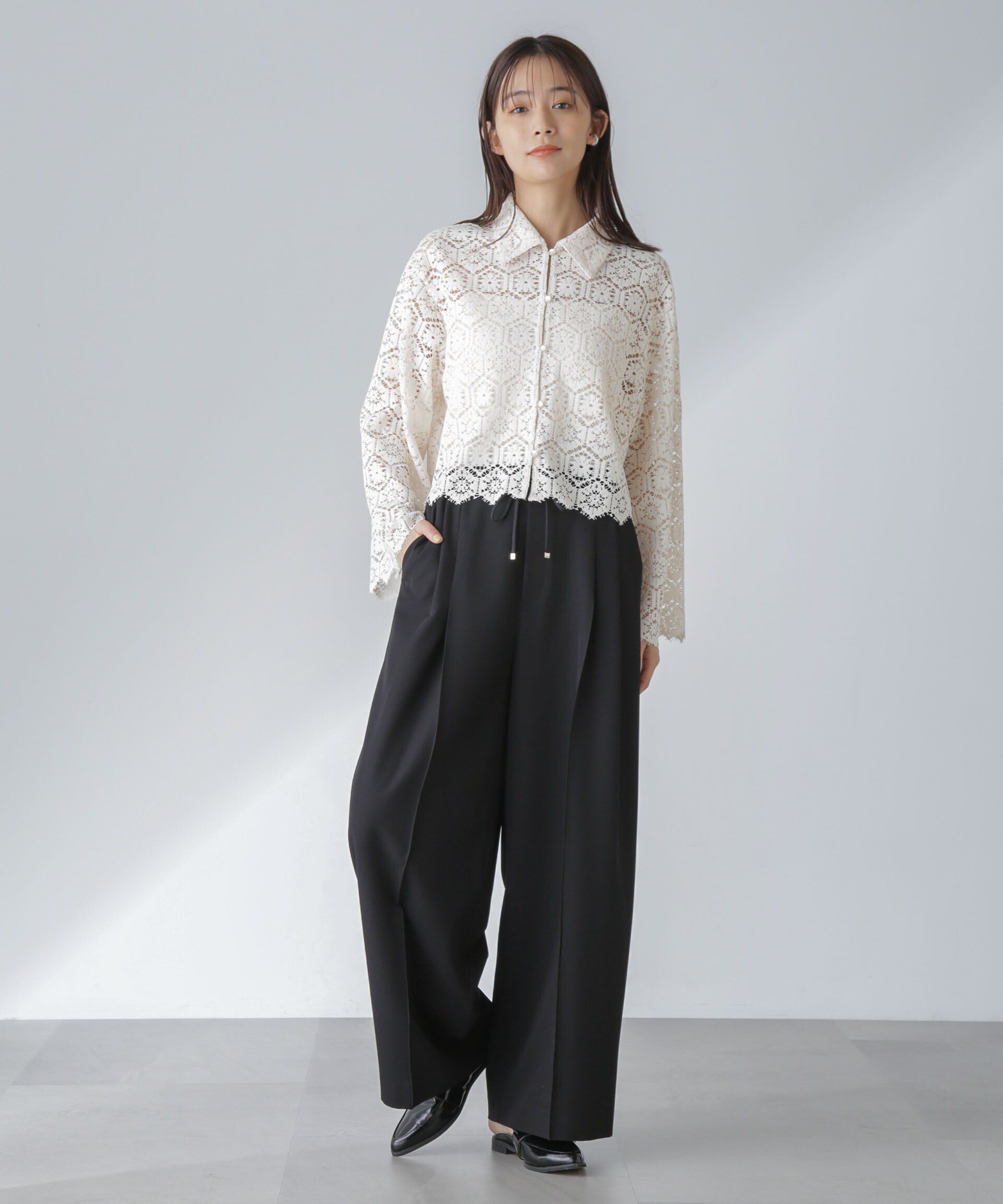 nano･universe「ピンタックイージーワイドパンツ」|チノ|