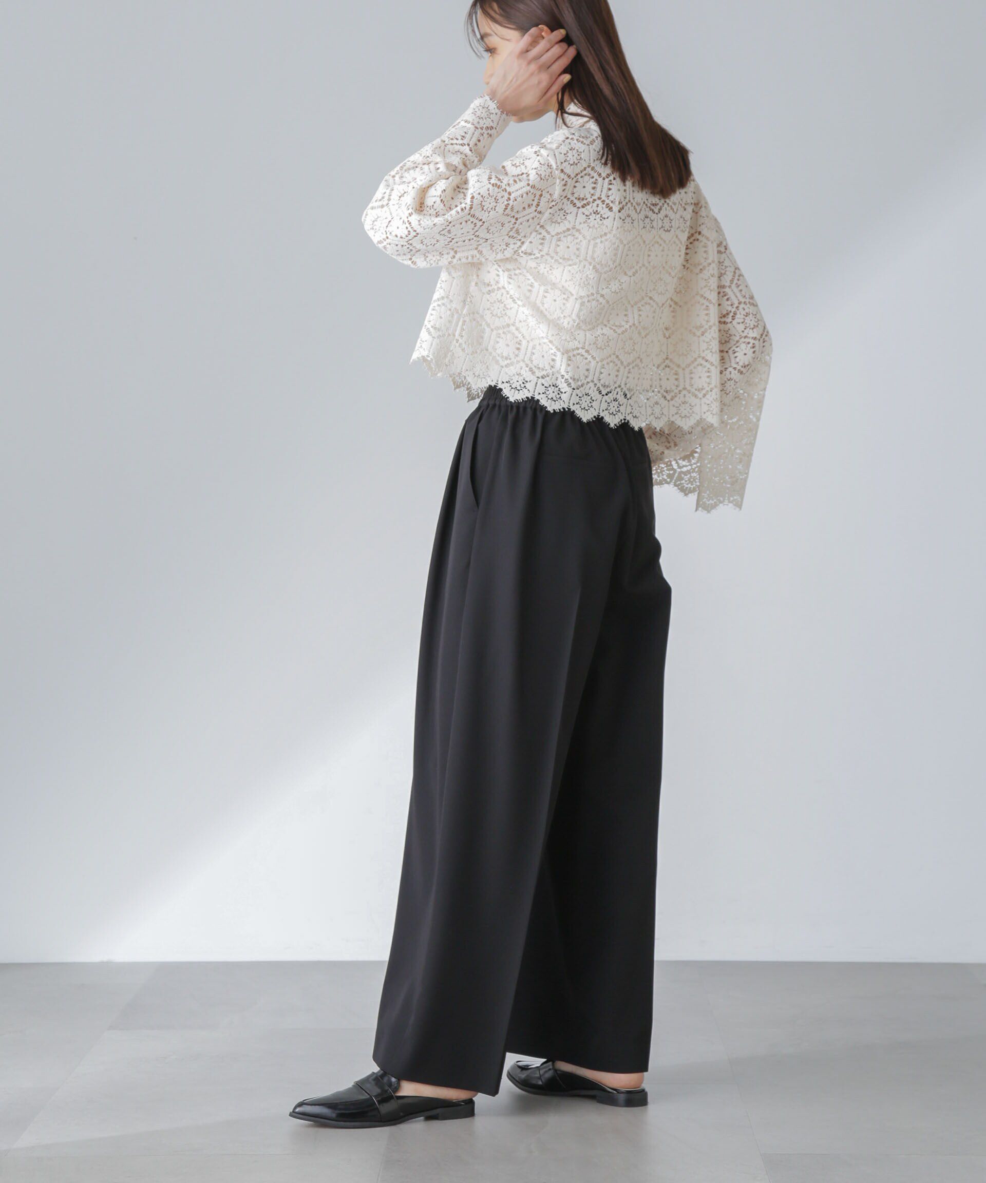 nano･universe「ピンタックイージーワイドパンツ」|チノ|