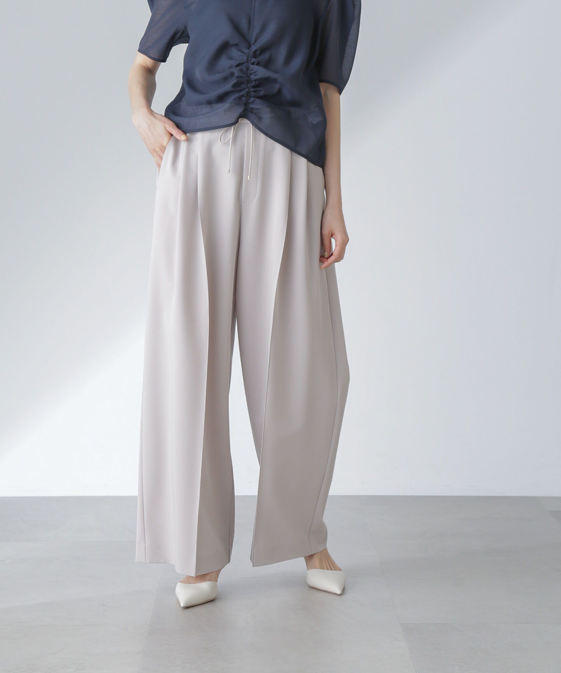 nano･universe「ピンタックイージーワイドパンツ」|チノ|