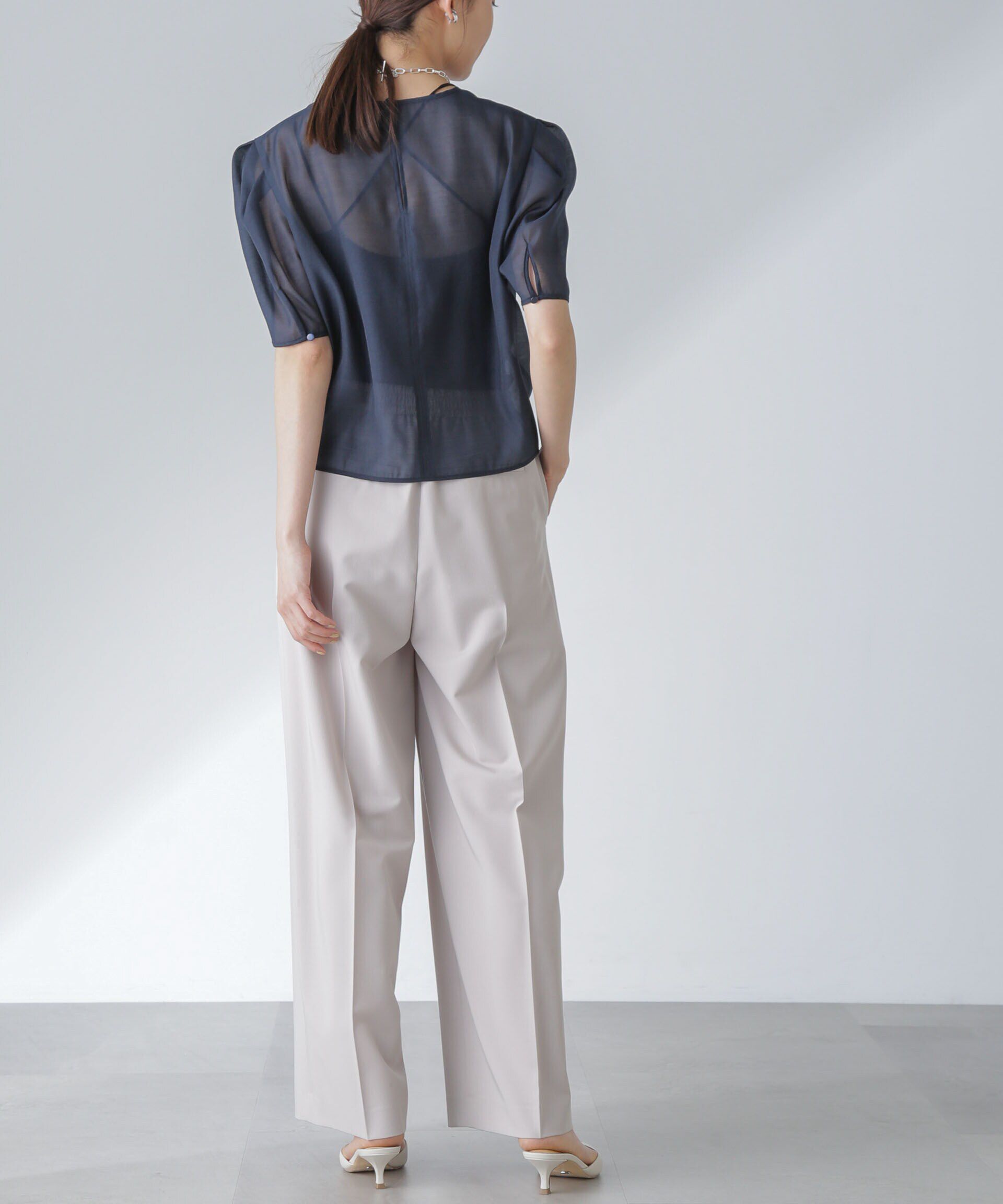 nano･universe「ピンタックイージーワイドパンツ」|チノ|