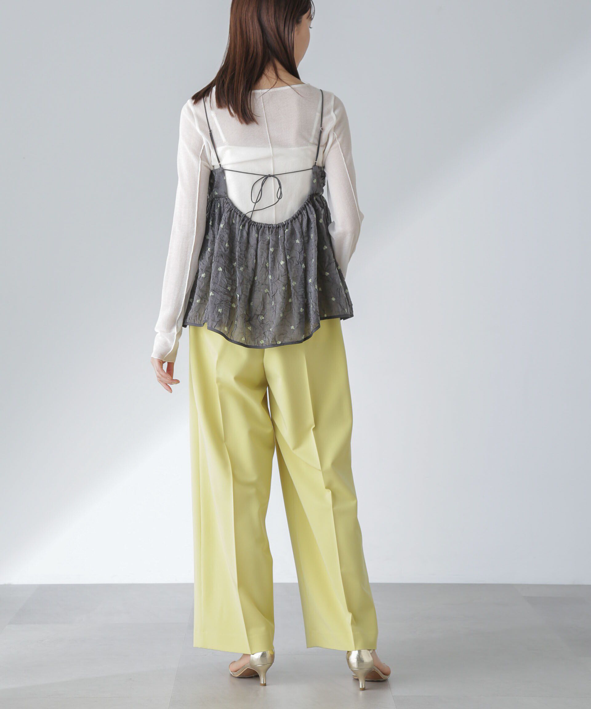 nano･universe「ピンタックイージーワイドパンツ」|チノ|