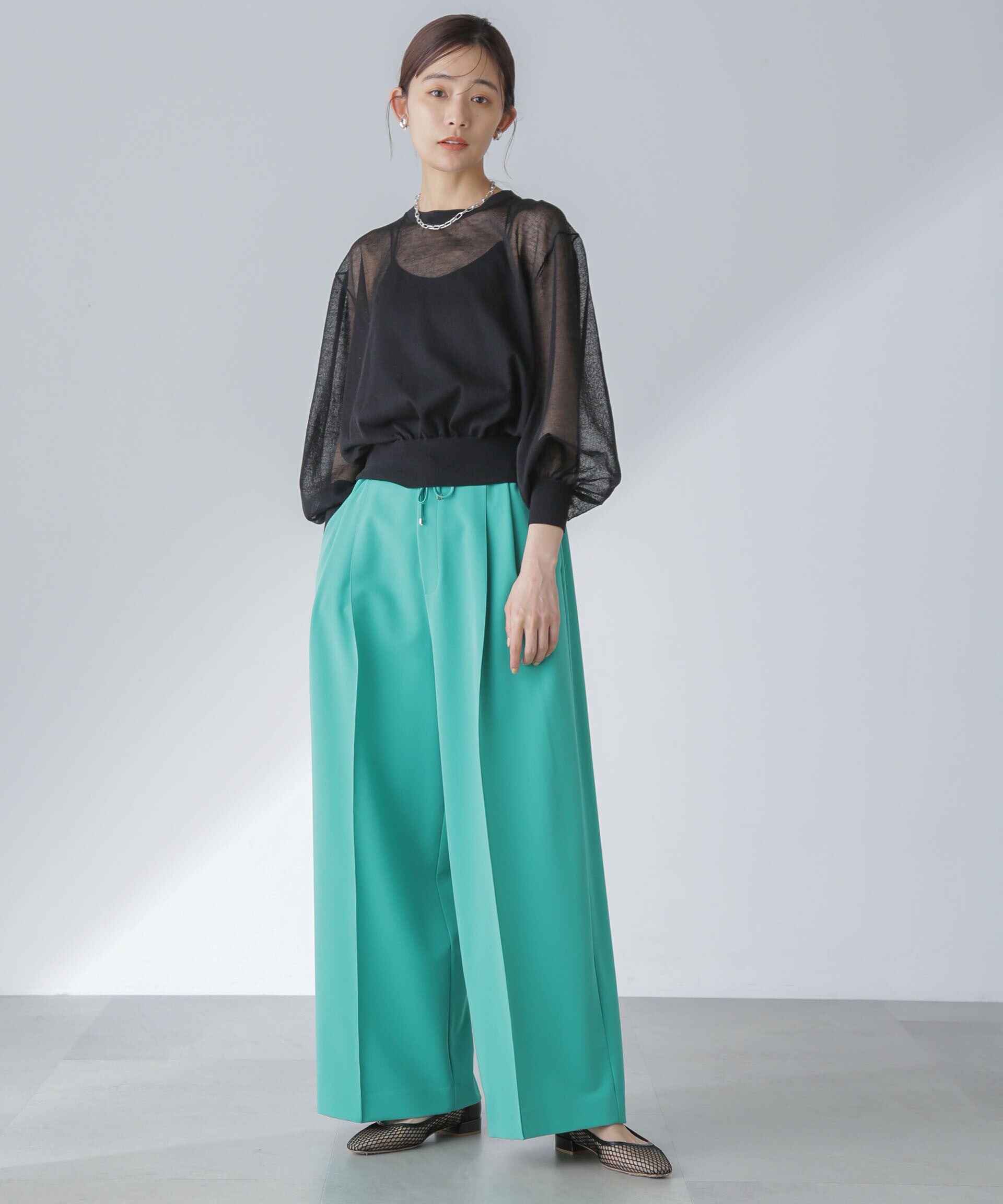 nano･universe「ピンタックイージーワイドパンツ」|チノ|