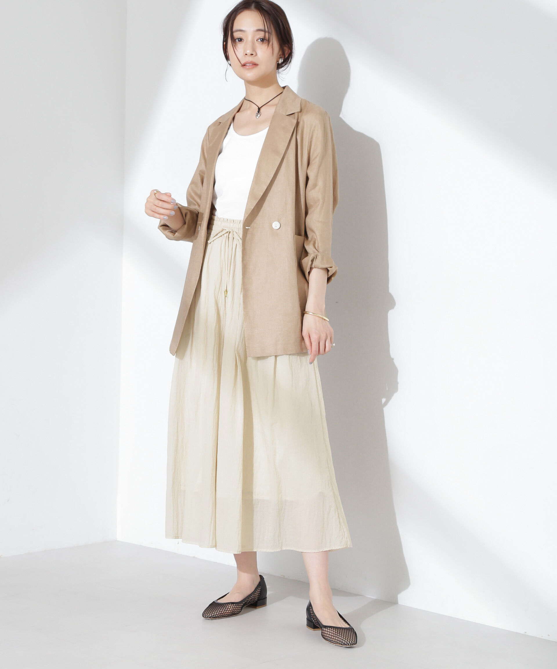 nano･universe「ナイロンタッサーギャザースカーチョ（セットアップ可）」|チノ|