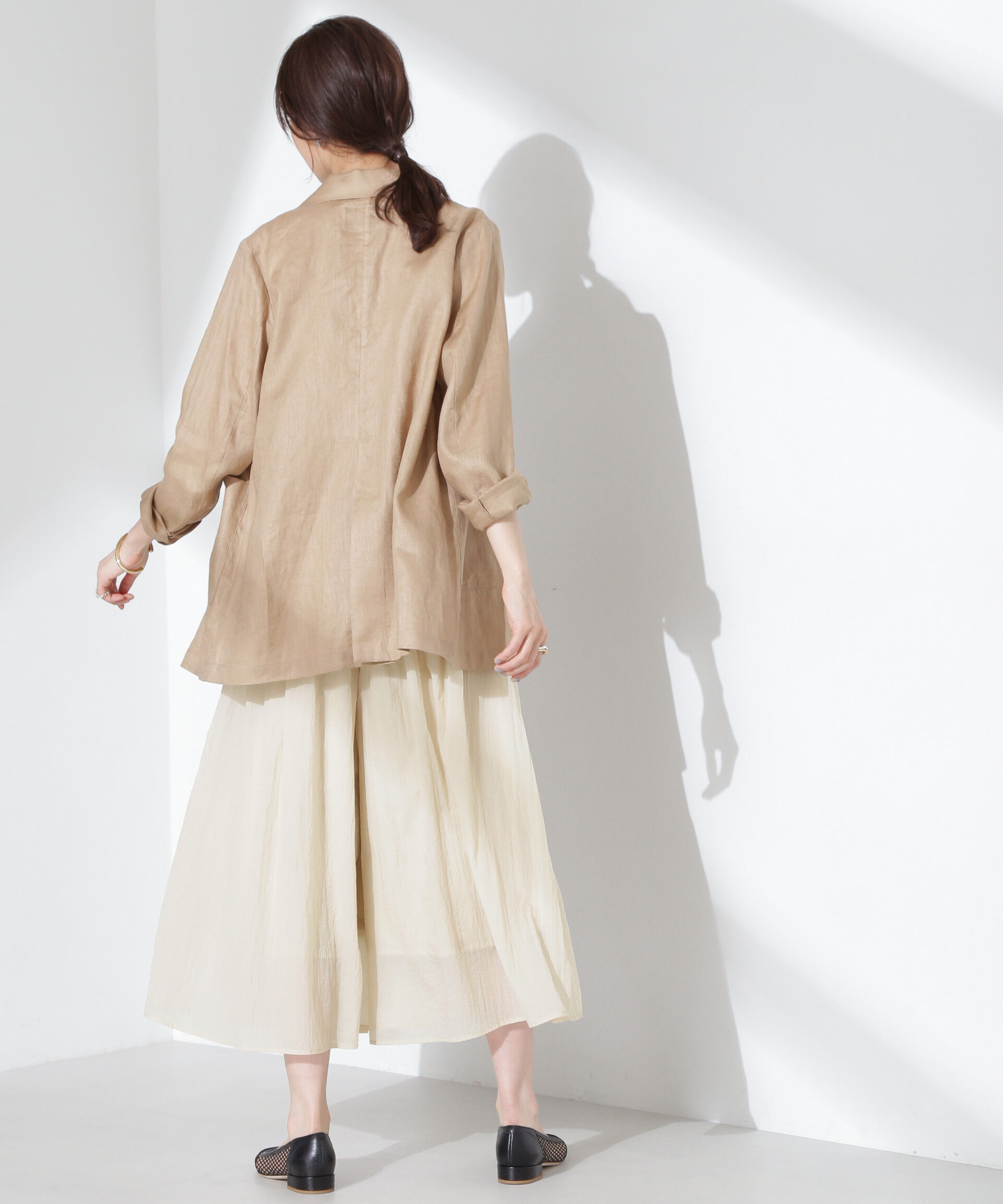 nano･universe「ナイロンタッサーギャザースカーチョ（セットアップ可）」|チノ|