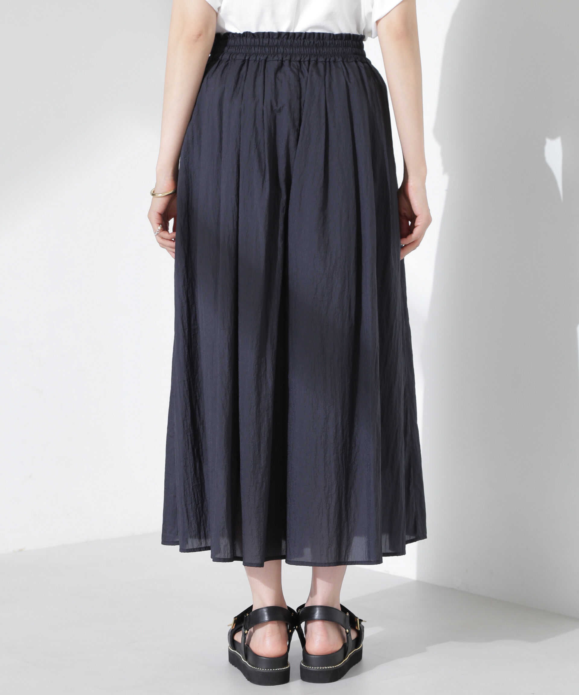 nano･universe「ナイロンタッサーギャザースカーチョ（セットアップ可）」|チノ|