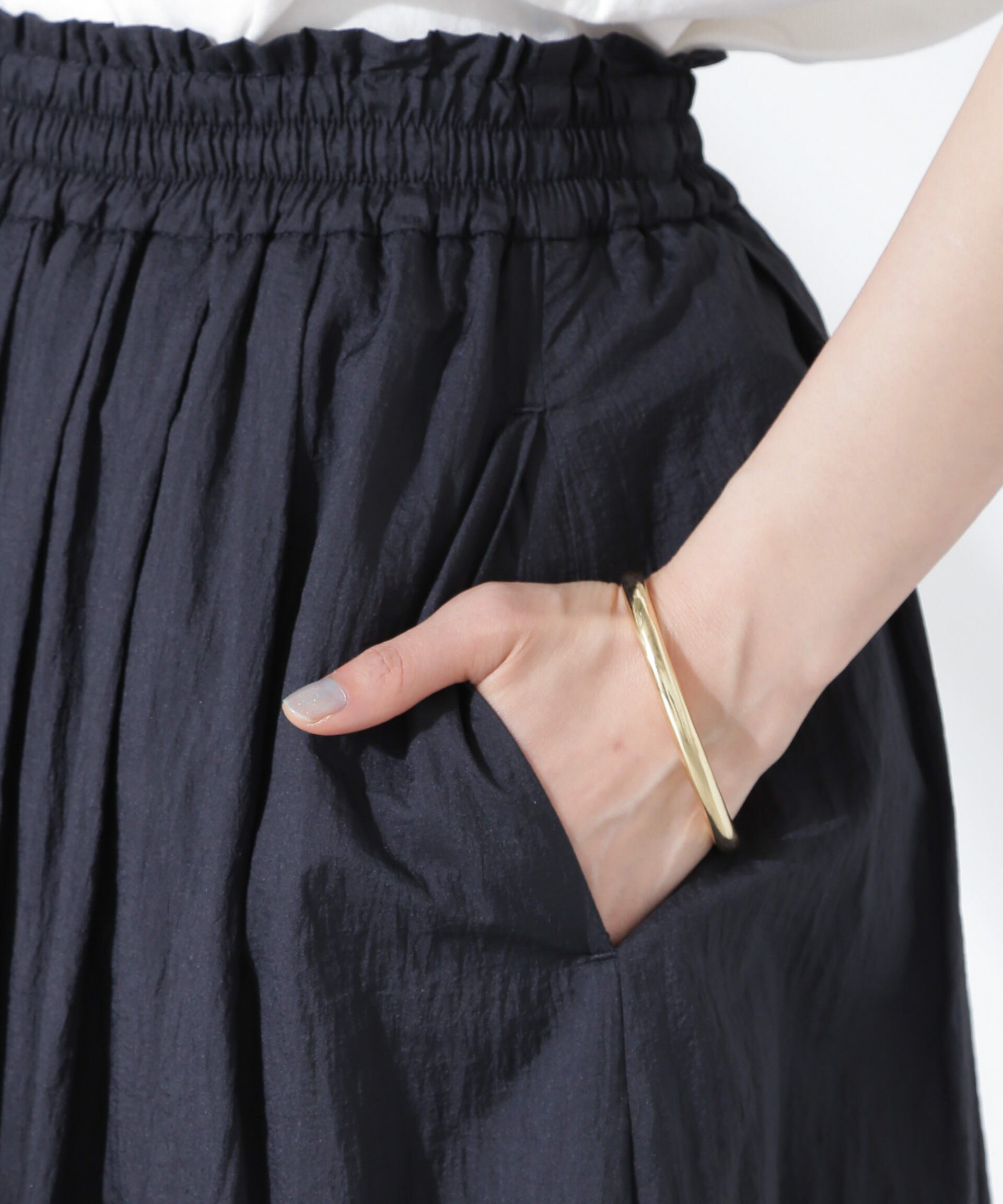 nano･universe「ナイロンタッサーギャザースカーチョ（セットアップ可）」|チノ|