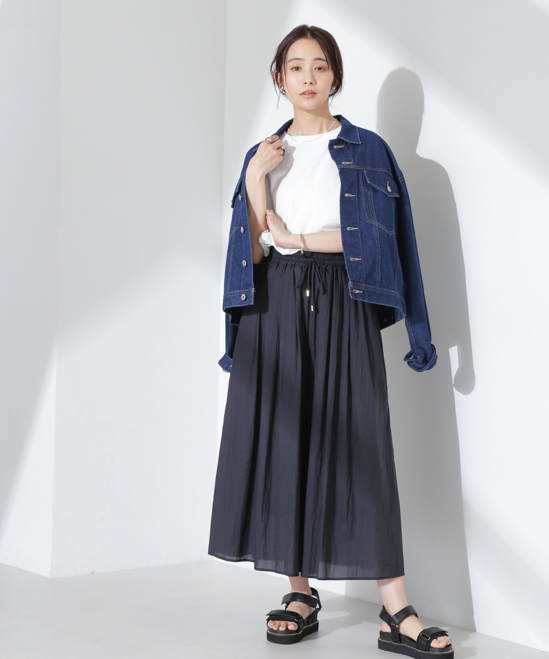 nano･universe「ナイロンタッサーギャザースカーチョ（セットアップ可）」|チノ|