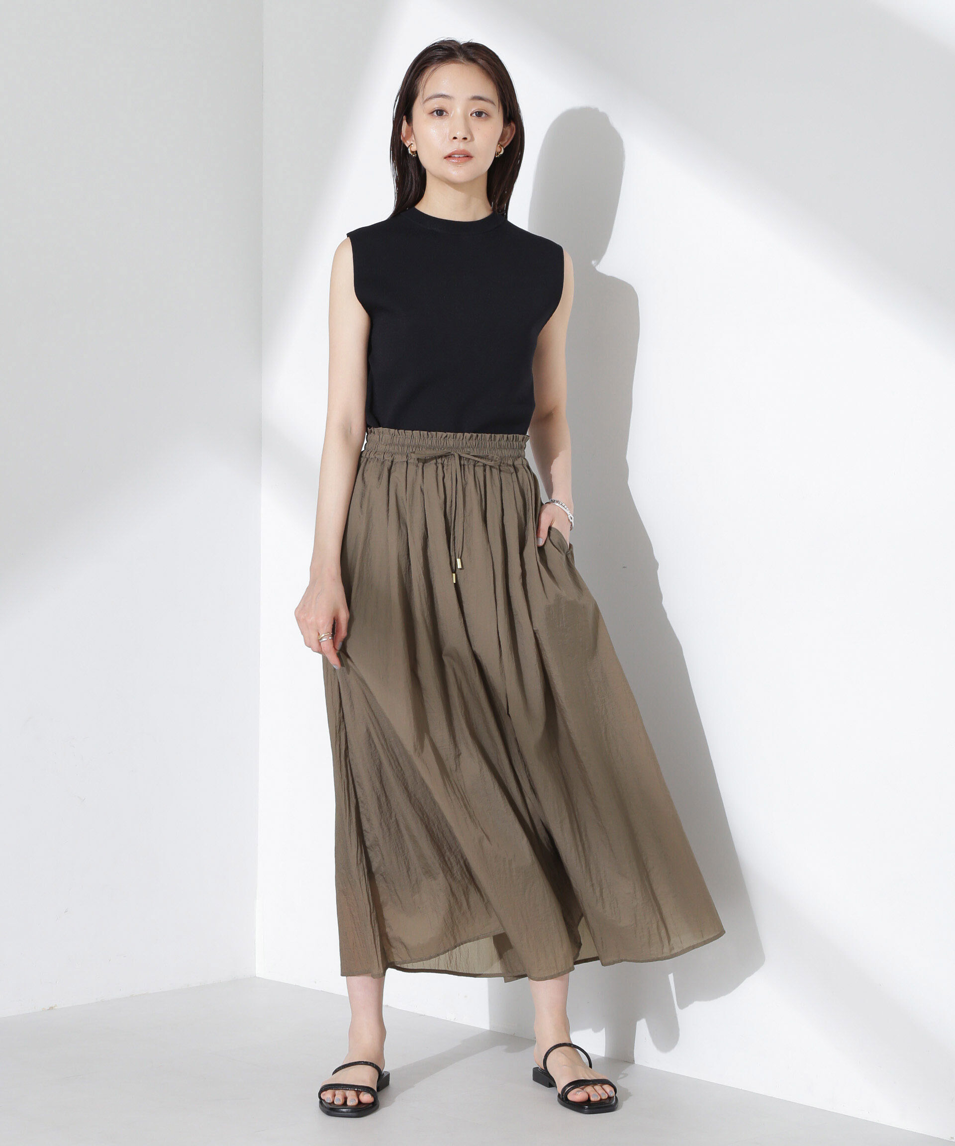 nano･universe「ナイロンタッサーギャザースカーチョ（セットアップ可）」|チノ|