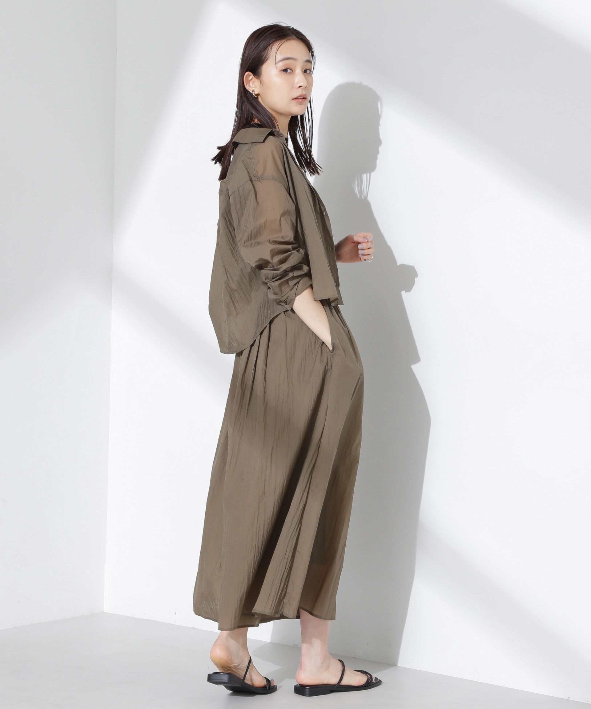 nano･universe「ナイロンタッサーギャザースカーチョ（セットアップ可）」|チノ|