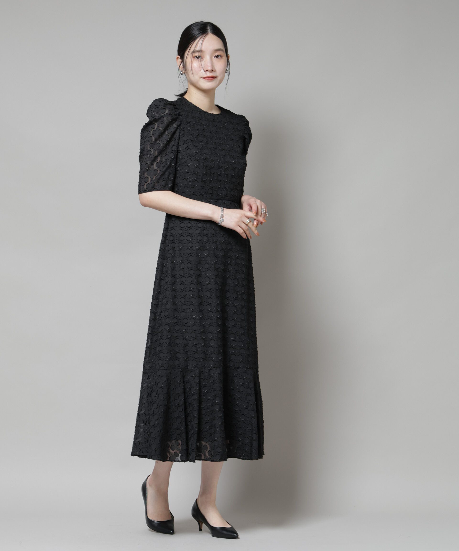 nano･universe「troisieme chaco/カットジャガードワンピース」|ワンピース|