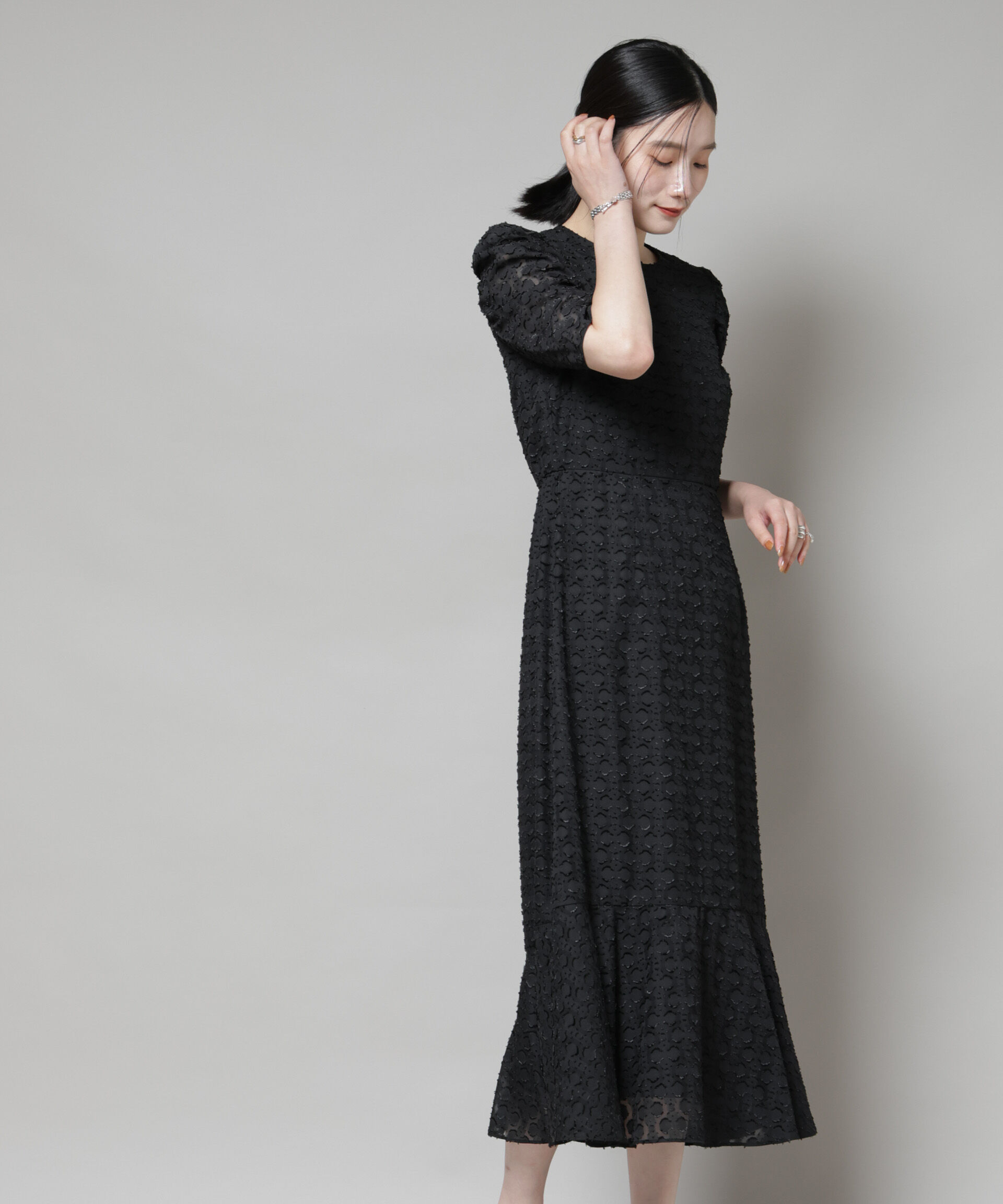 nano･universe「troisieme chaco/カットジャガードワンピース」|ワンピース|