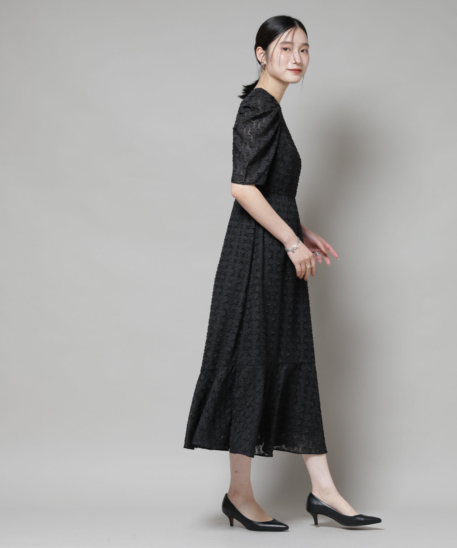 nano･universe「troisieme chaco/カットジャガードワンピース」|ワンピース|