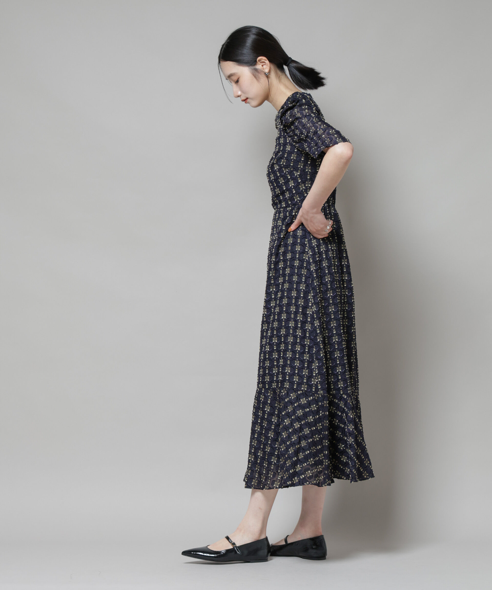 nano･universe「troisieme chaco/カットジャガードワンピース」|ワンピース|