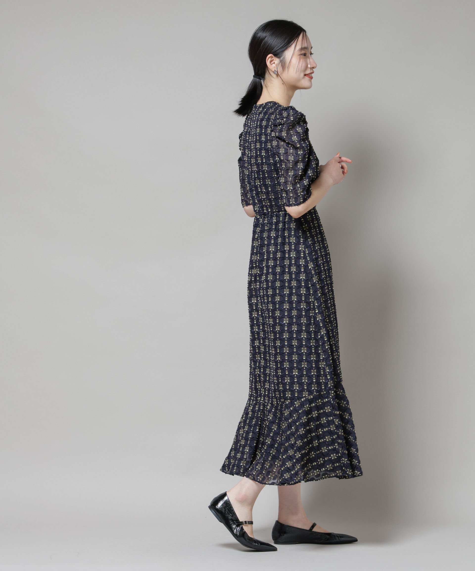 nano･universe「troisieme chaco/カットジャガードワンピース」|ワンピース|