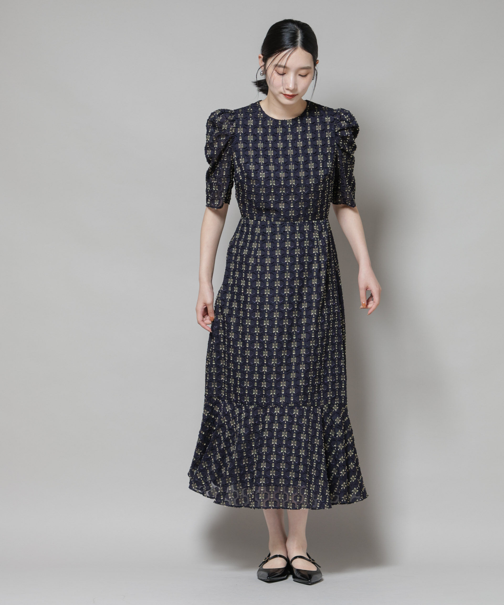 nano･universe「troisieme chaco/カットジャガードワンピース」|ワンピース|