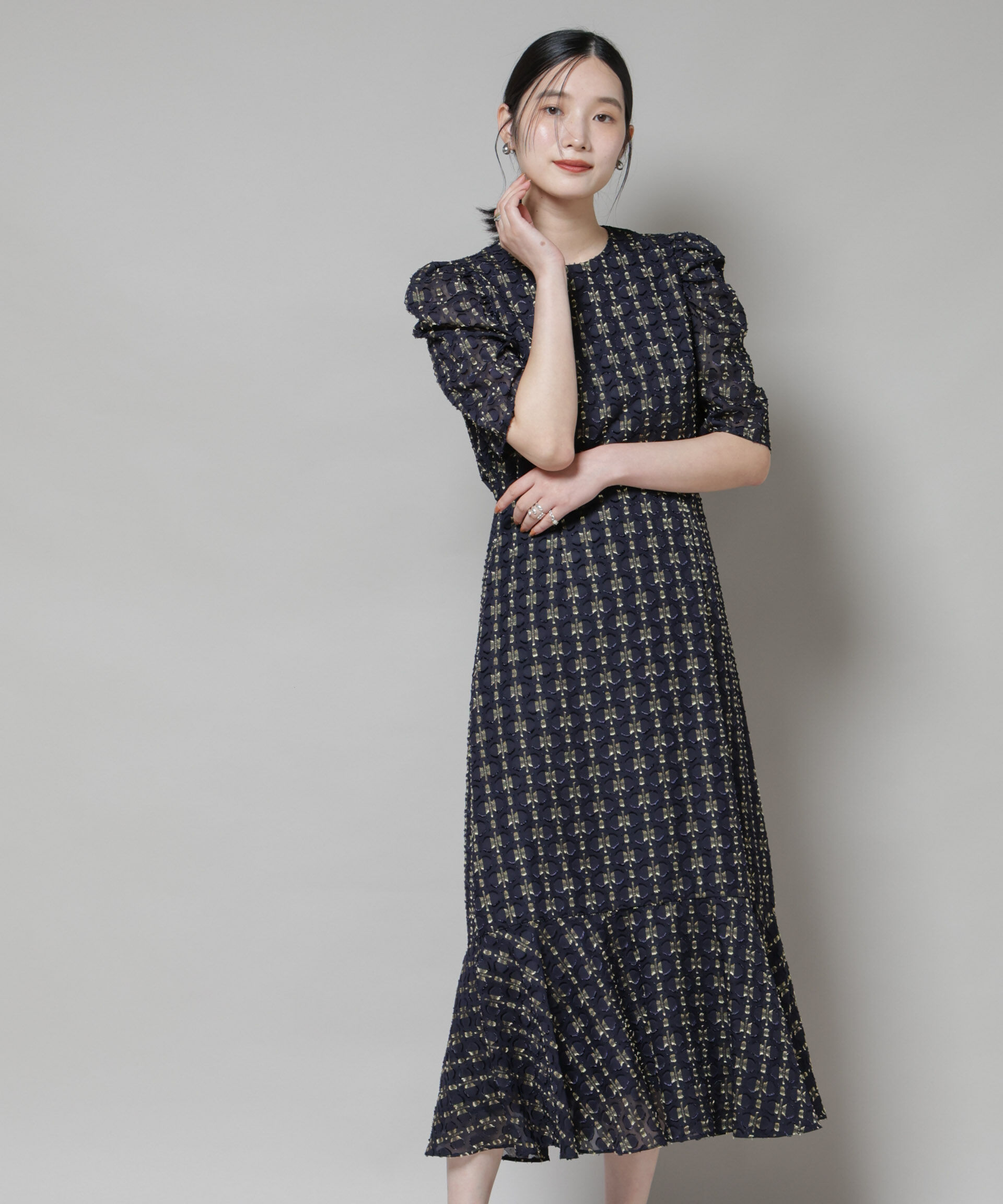 nano･universe「troisieme chaco/カットジャガードワンピース」|ワンピース|