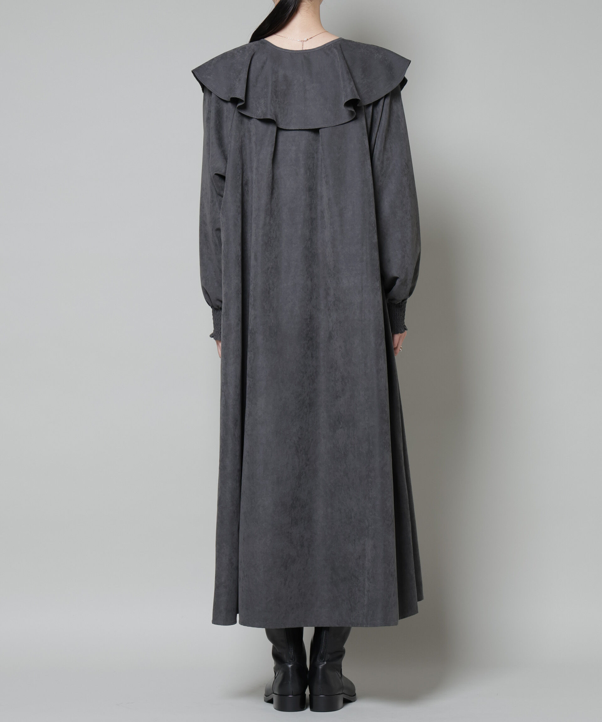 nano･universe「取り外し可能ラッフルカラー付きピーチフレアワンピース」|ワンピース|